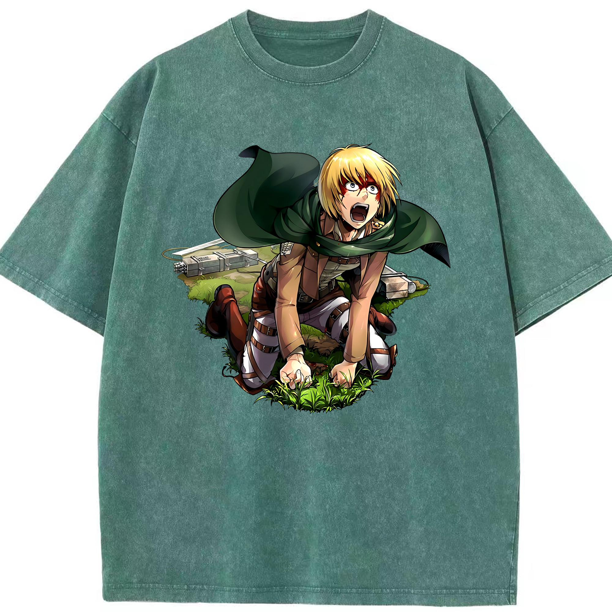 （画像用） 進撃の巨人 アルミン·アルレルト Attack on Titan Armin Arlert 綿100% ヴィンテージ風 半袖Tシャツ（フロントプリント）